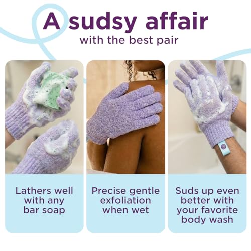 LoveBeing Exfoliating Gloves, 2 Pair Body Scrubber for Shower