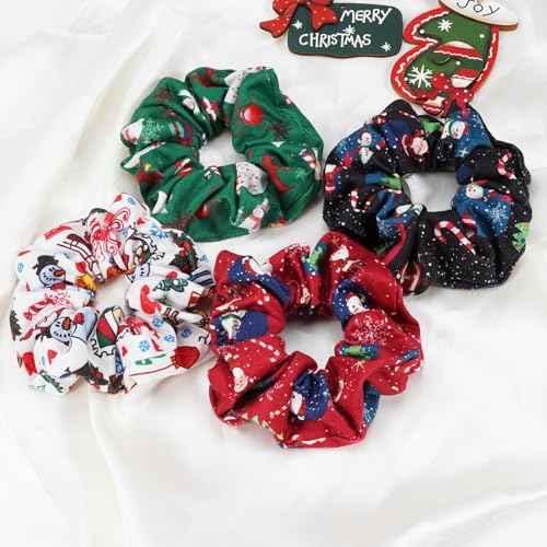 Christmas Hair Ties for Women Xmas Santa Claus Ponytail Holders Hair Scrunchies Hair Bands Accessories