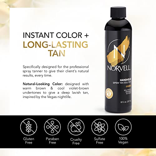 Norvell Spray Tan Solution Cosmo 8 fl oz ? Professional Sunless Tanning Formula With a Blend of Warm Brown & Cool Violet Brown Undertones, Long Lasting Handheld Self Tanning Spray