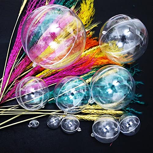 7Queen Extra Large Clear Ball Ornaments, 160mm/6.3inch=2PCS Giant Fillable Christmas Balls Shatterproof Ornament Baubles for DIY Crafts Christmas Wedding Party Decor