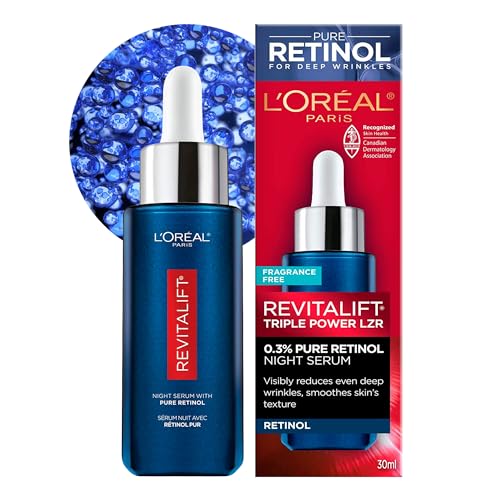 'L'Oreal Paris Revitalift Triple Power LZR Retinol Night Serum For Face, With 0.3% Pure Retinol, Moisturizes Skin and Eliminates Deep Wrinkles, For All Skin Types, 30ml