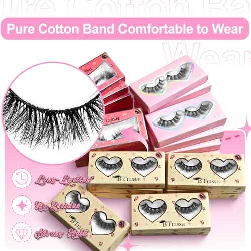 False Eyelashes 15-18mm 3 Styles 27 Pair PACK Mix Cross Fluffy Natural Look Luxury Volume Faux Mink Lashes Reusable Strip Lashes, Mulitpack