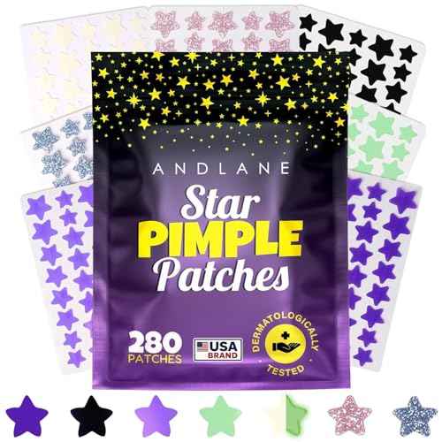 280Pcs Star Pimple Patches for Face - Pimple Patches Cute Stars - Hydrocolloid, Salicylic Acid, Tea Tree Oil, Centella - Glitter, Regular, Glow in the Dark, Translucent 7 Colors, 3 Sizes Zit Stickers