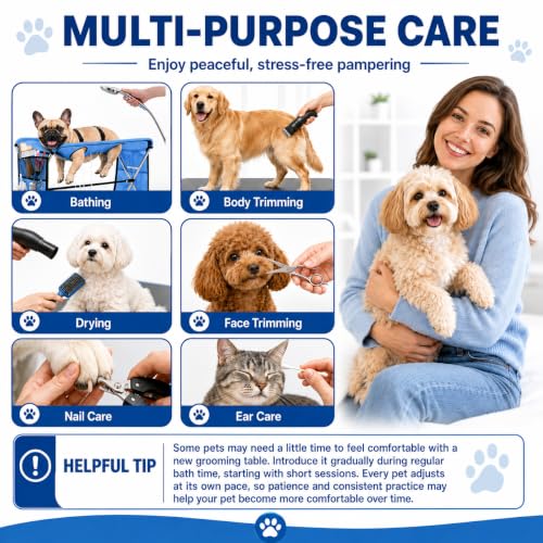 Dog Grooming Hammock with Stand – Foldable Pet Grooming Table Alternative for Small Dogs & Cats
