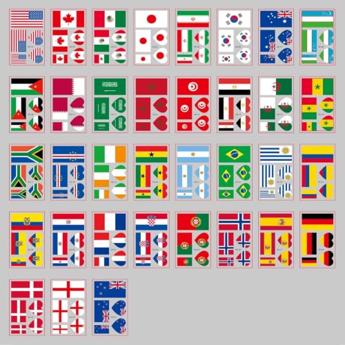 World Flag Temporary Tattoos - 35 Sheets Waterproof Stickers