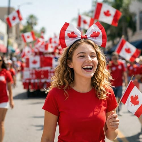 Canada Flag Bow Headband 2-Pack - Patriotic Hair Accessories for Women & Teens