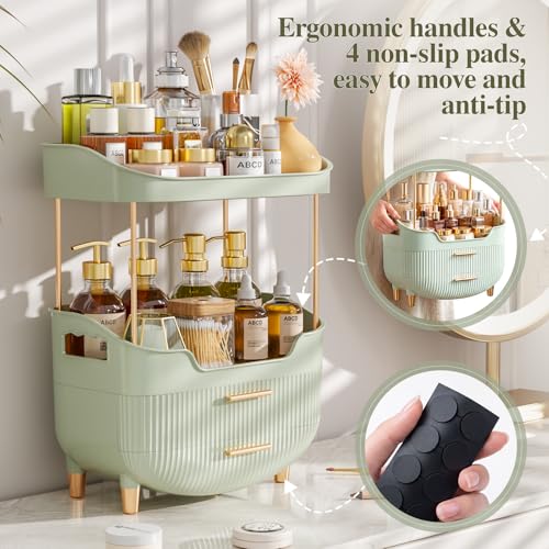 4-Tier Makeup Organizer with Handle - Elegant Skincare Storage