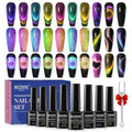MIZHSE Silky 8 Colors 9D Cat Eye Gel Nail Polish Kit with Magnetic Stick