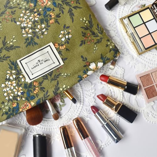 KeYaMee Large Cosmetic Bag for Travel, Corduroy Makeup Organizer