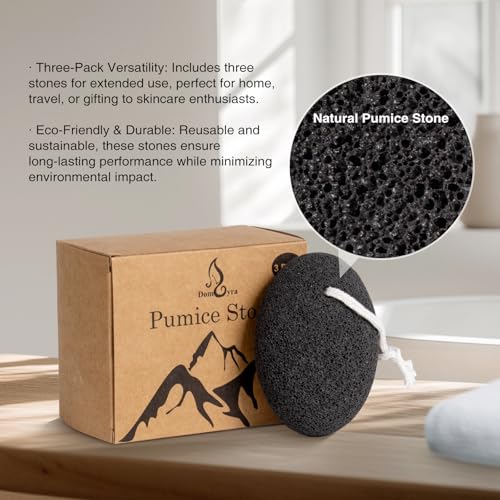Natural Volcanic Lava Pumice Stone Set - 3-Pack Foot Scrubber for Calluses