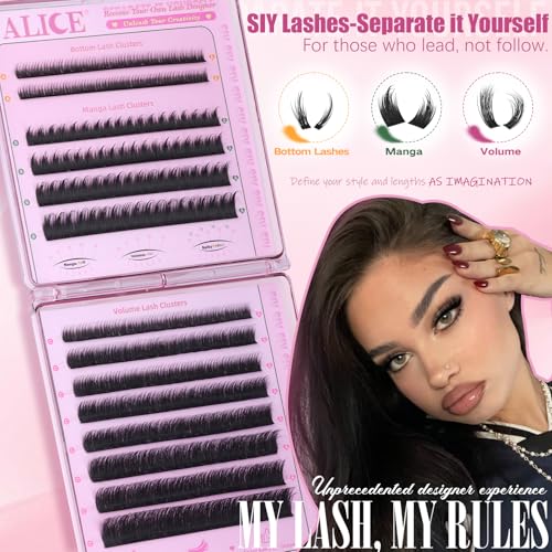 ALICE Flaunt Lash Clsuters Eyelash Clusters, Fluff Lash Extensions Anime Spiky Eyelash Extensions, Fairy Manga Volume Individual Lashes with Bottom Lashes 8-18mm SIY Separate it Yourself