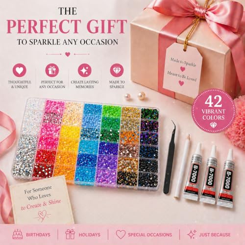 42 Colors Rhinestone Bedazzler Kit with B7000 Glue