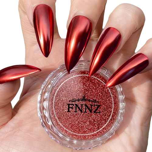 Chrome Nail Powder, Red Metallic Nail Powder Pigment Premium Mirror Effect Salon Nail Art Glitter Dust for Valentines Gel Polish Decoration Home DIY Nail Manicure Supplies