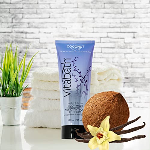 Vitabath Coconut Noir Body Wash Moisturizing Bath & Shower Cleanser & Skincare Radiant Detox & Restore Nourishing Body Polish - Cruelty-Free, Paraben-Free - 10 oz