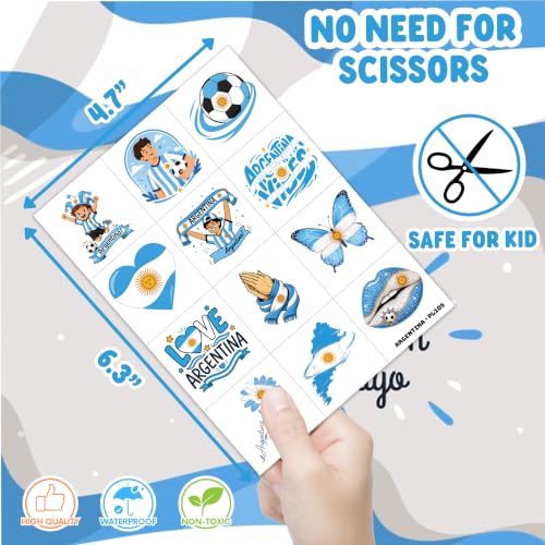 Argentina Soccer Temporary Tattoos 120 PCS Party Favors