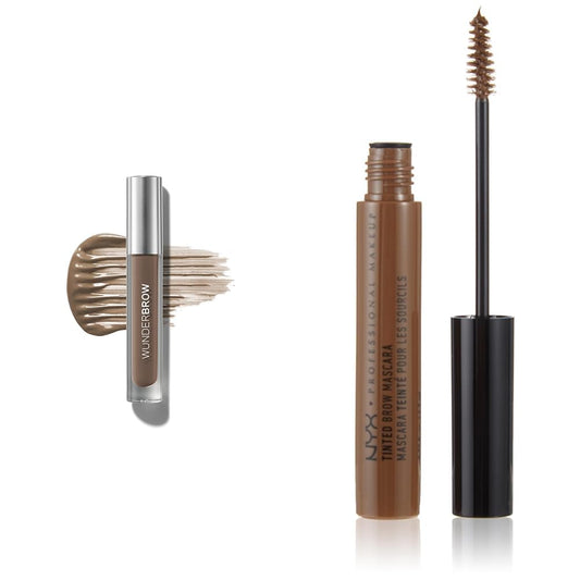 WUNDERBROW Waterproof Brunette Eyebrow Gel and NYX PROFESSIONAL MAKEUP Brunette Tinted Eyebrow Mascara, Brown