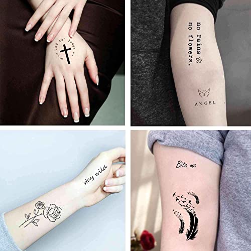 Realistic Temporary Tattoos: Quote, Word, Inspirational, Floral Bouquet, Wild Flower for Women