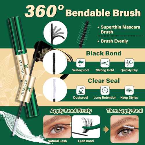 KEYYOU Lash Clusters Kit DIY Lash Extension Kit 280pcs Soft Lash Clusters 60D+80D D Curl Easy to Apply with Bond and Seal Applicator Remover Eyelash Extension Kit at Home(RMkit-60D80D-D-10-18mix)