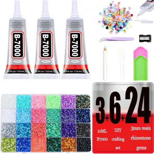 Jewelry Glue Kit with Rhinestones - B7000 Clear Adhesive & Bedazzling Set