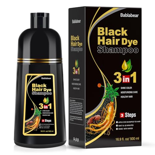 Black Hair Dye Shampoo for Gray Hair Coverage - 500ml