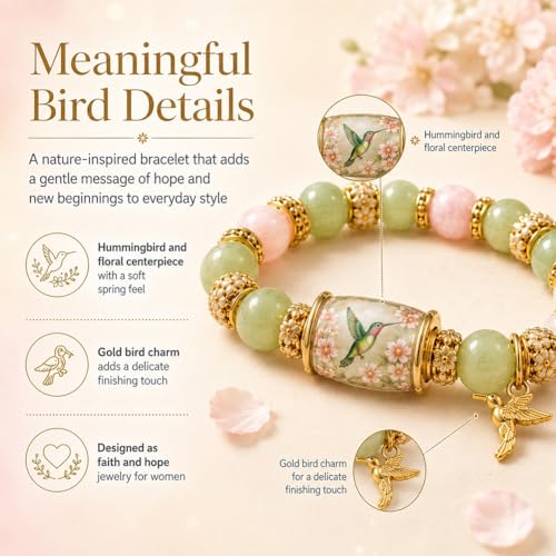 2026 Limited Edition Blessing Birds Bracelet with Gift Box - Inspirational Hummingbird Jewelry for Women