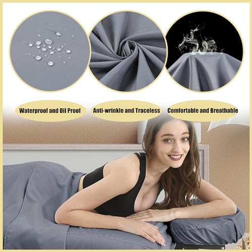 Microfiber Massage Table Sheet Sets 3 Pcs Massage Bed Cover Soft Wrinkle Free Includes Massage Fitted Sheet,Massage Sheets and Face Cradle Cover for SPA Beauty Salon Tattoos (Gray)