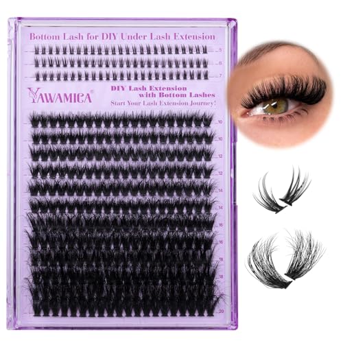 Yawamica Cluster Lash Extensions 315pcs DIY Kit with Bottom Lashes