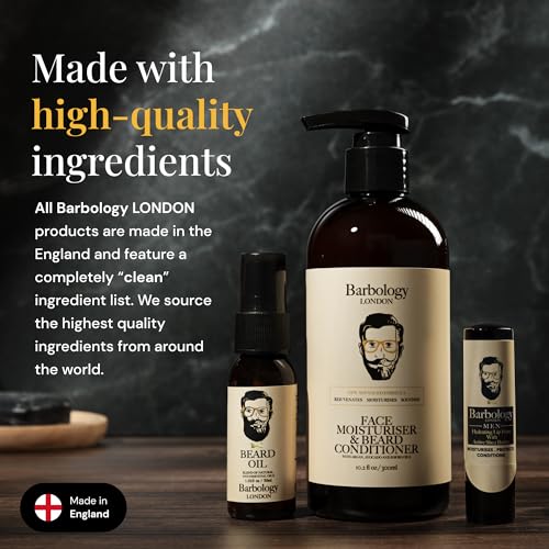 2-in-1 Beard and Face Moisturizer with Jojoba Oil, Argan Oil, and Avocado Oil, Conditions Dry, Itchy and Coarse Facial Hair, 10oz Pump Bottle