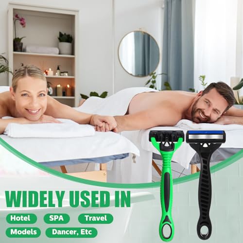 Men's Disposable Razors Bulk 3-Blade Safety Shavers with Lubricating Bar, Individually Wrapped