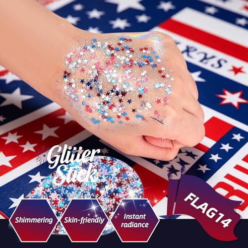 Red White Blue Glitter Stick – Patriotic Sparkle Makeup
