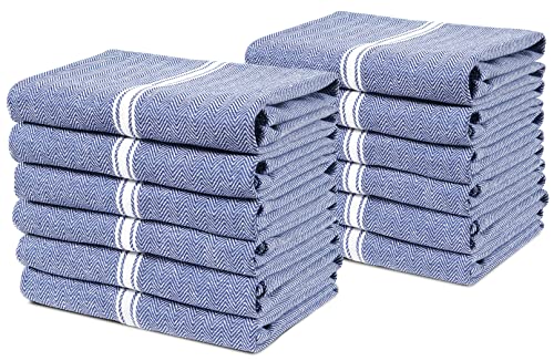 LANE LINEN Kitchen Towels Set - 100% Pure Cotton Dish Towels for Kitchen, Super Absorbent Kitchen Hand Towel, Blue Tea Towels, Soft & Durable Dish Cloths, Pack of 12 – 15”x25”, Blue Chambray