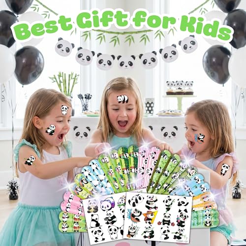 Panda Party Favor Set - 24 Temp Tattoos & 24 Slap Bracelets