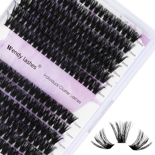 Lash Clusters 60D/80D Eyelash Clusters Fluffy DIY Lash Extensions Wispy D Curl Lashes Clusters Mixed Length 12-16mm Fluffy Individual Lash Clusters Eyelash Extensions for DIY Lashes at Home