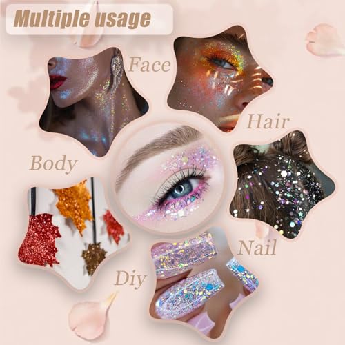 Chunky Face Glitter Gel - 5 Colors (30ml each)