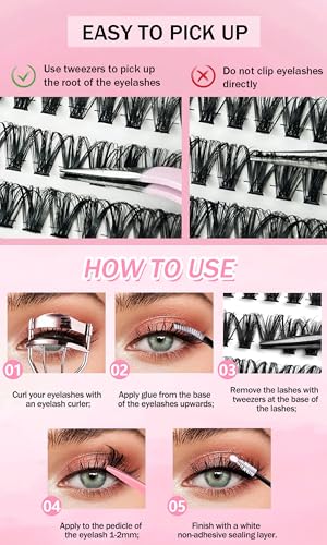 570Pcs Lash Extension Kit, 8-16mm Eyelash Clusters, DIY
