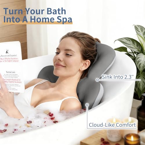 Full Body Bath Pillow with 160 Suction Cups - Head & Back Support