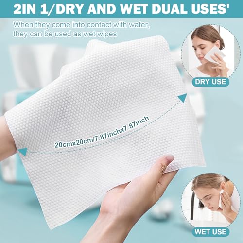 Disposable Face Towel 200 Count, Ultra Soft & Thick Washcloths, Biodegradable Facial Towels for Sensitive Skin, Makeup Remover Dry Wipes