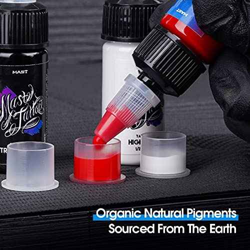 Mast Tattoo Inks 1/2oz (15ml) Kit 7 Bottles Mixed Color Triple Black High White Supply