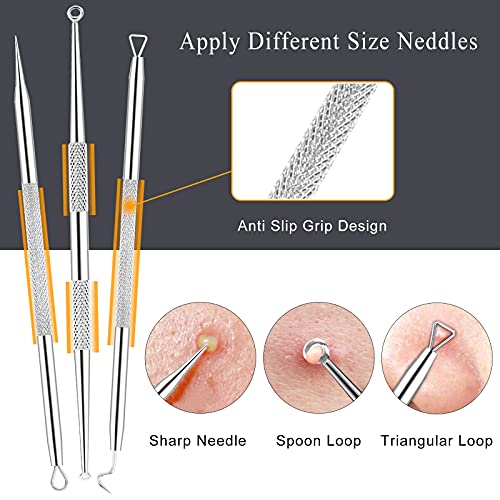 Blackhead Remover Tool Kit - 6 Pcs Pimple Popper with Stainless Steel Case