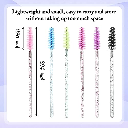 Skylety 1000 Pcs Disposable Mascara Wands Bulk Eyelash Brush Spoolies Makeup Applicator Eyelash Wands for Eye Lash Extension, Eyebrow Comb, 3.9 x 0.2 x 0.3 Inch(Glitter,Colorful)