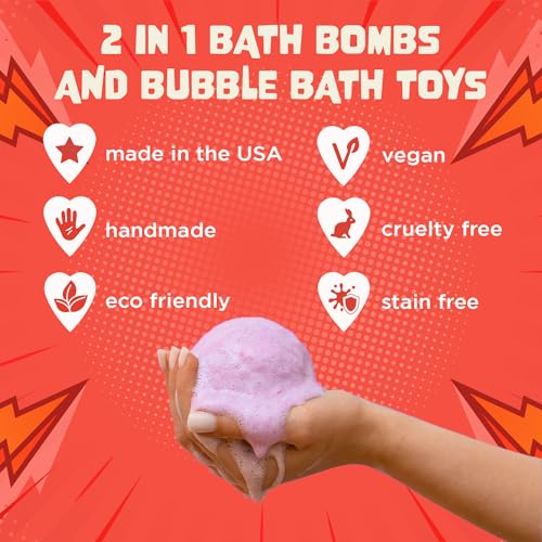 Superhero Bath Bombs with Surprise Toys - 6 Pack, Fruity Scent