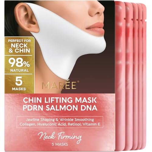 MAREE V Line Lifting Mask with PDRN Salmon DNA ? Deep Collagen Face Mask for Women ? Jawline Shaper Facial Masks with Retinol ? Tightening & Firming Neck Lift Tape ? Double Chin Strap for Face Lift