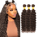 WuvuSnm #4 Deep Wave Human Hair Bundles - Chocolate Brown, 16-20 inch