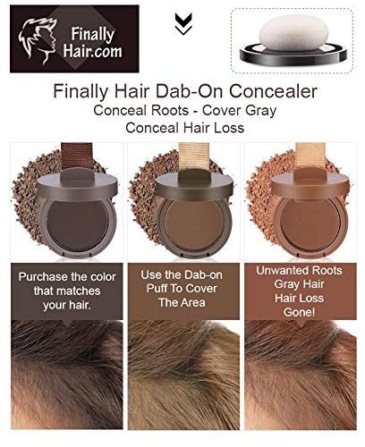 Finally Hair Waterproof Black Dab-on Hair Fibers & Hair Loss Concealer, Gray Away And Root Cover Up, Hairline Creator, Eye Brow Enhancer, and Beard Filler. Dab-on Hair Fiber Shadow Powder (Black)