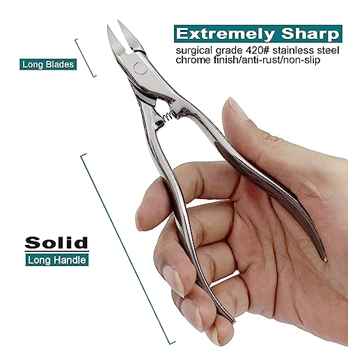 Wide Jaw Opening Nail Clippers and 3pcs Long Handle Nail Clippers Combo, Large Heavy Duty for Toenail Fingernail for Men Women Adult Seniors
