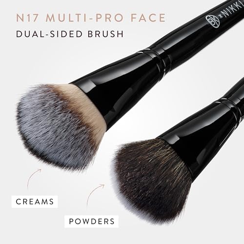 BK BEAUTY - NIKKI LA ROSE N17 MULTI-PRO FACE BRUSH ? Dual-Sided Paddle Brush for Face Application, Liquid, Powder Blending - Bronzer, Contour, Blush, Foundation