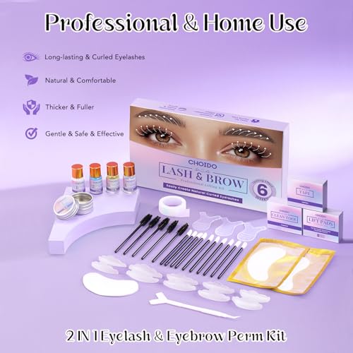 CHOIDO 2-in-1 Lash Lift & Brow Lamination Kit for Salon & Home