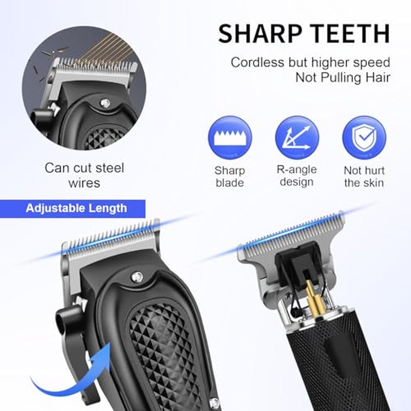 HIENA PRO Cordless Hair Clippers Set with Adjustable Blades & LED Display