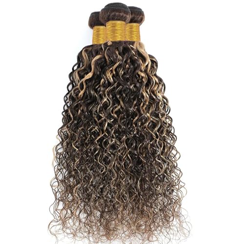 P4613 Curly Hair Bundles 24-28" Ombre Brown Blonde 3pc