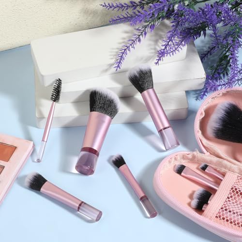 10-Piece Mini Makeup Brush Set with Pouch Pink